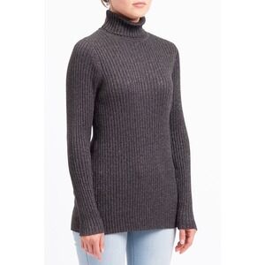 Chicos Ribbed Lurex Shine‎ Turtleneck Sweater Size 3 (XL) Gray Metallic Pullover